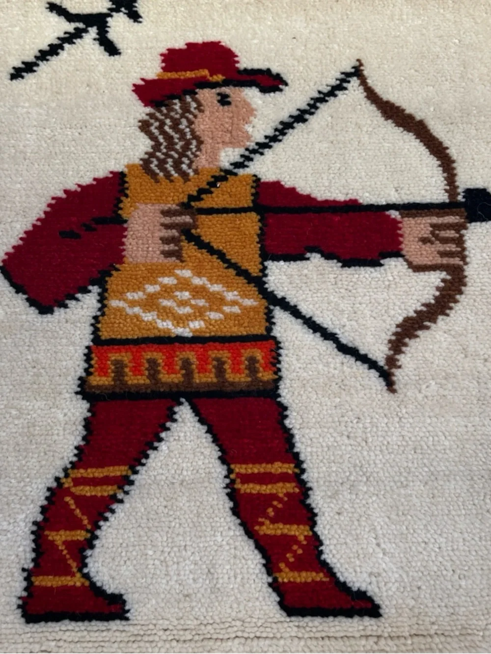 Vintage Archer Wall Art Wool Rug tapestry zodiac Sagittarius collectible
